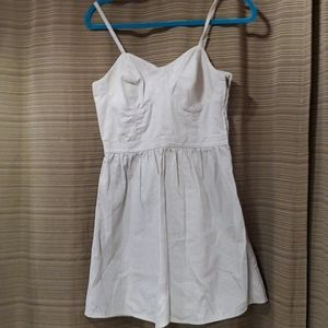 White and grey pinstripe dress